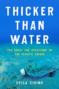 Cover of Book 'Thinker than Water' - Photo Plastic bottle on bottom of sea