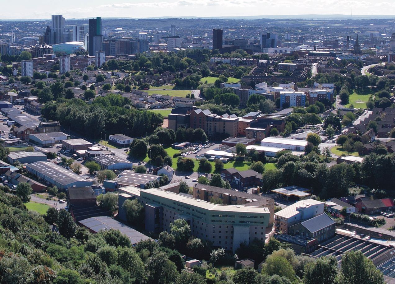Image of a Birdseye view of Leeds city