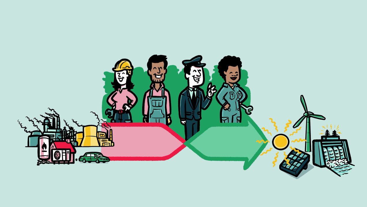 Image of workers in the green economy working in renewable energy