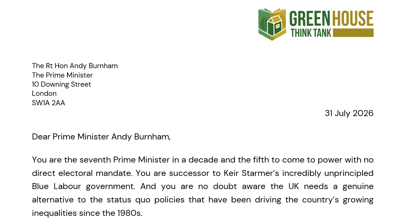 Dear Prime Minister Andy Burnham,